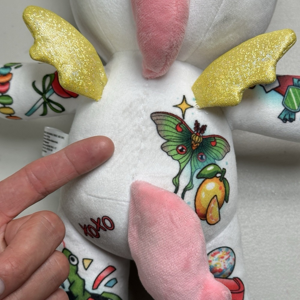 Tattoo Zoo 2023 Candy the Unicorn Colorful Plush sparkle wings 15" (Dirty Spots) - Picture 4 of 10